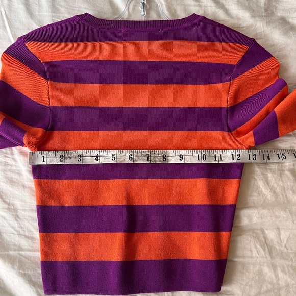 Zara Striped Cropped Knit Sweater M Purple & Orange - Picture 10 of 10